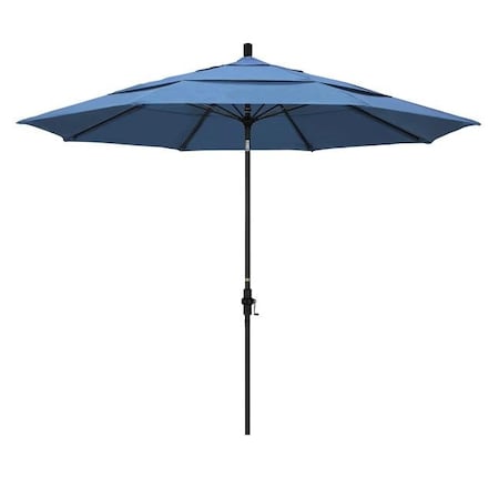 California Umbrella California Umbrella GSCUF118705-F26-DWV 11 Fiberglass Market Umbrella Collar Tilt DV Matted Black-Olefin-Frost Blue GSCUF118705-F26-DWV
